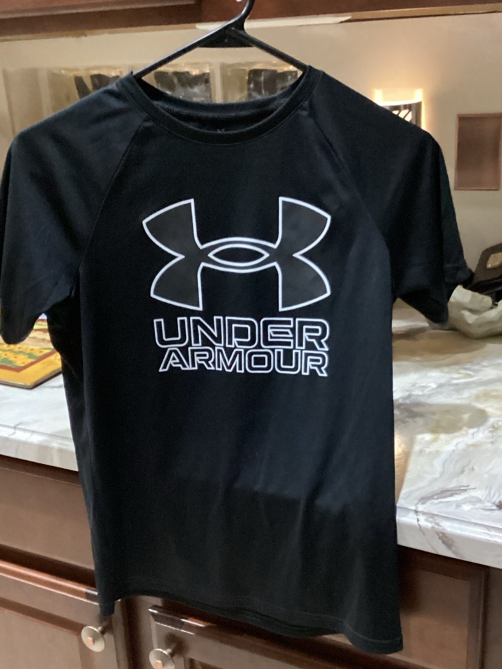 Under Armour Black Tee with White Logo - Kids Short Sleeve